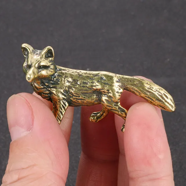 Solid Brass Fox Figurines  Small Statue Home Ornaments Animal Figurines Gift