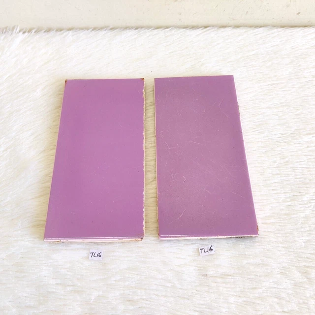 1940s Vintage Beautiful Lavendar Plain Furniture Tile Pair Japan Decorative TL16