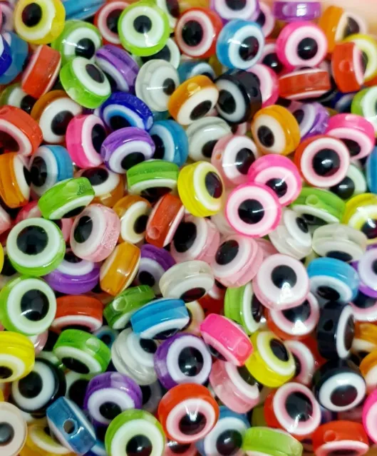 100  Resin Evil Eye mixed beads 8mm Jewellery Making Random Mix