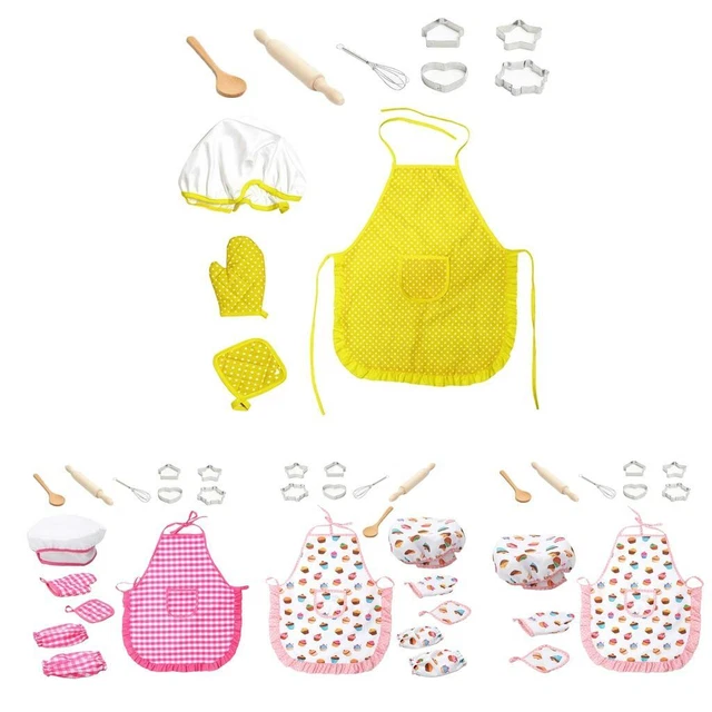 Set di cappelli per grembiule da forno da 4 pezzi per piccoli chef. Set di