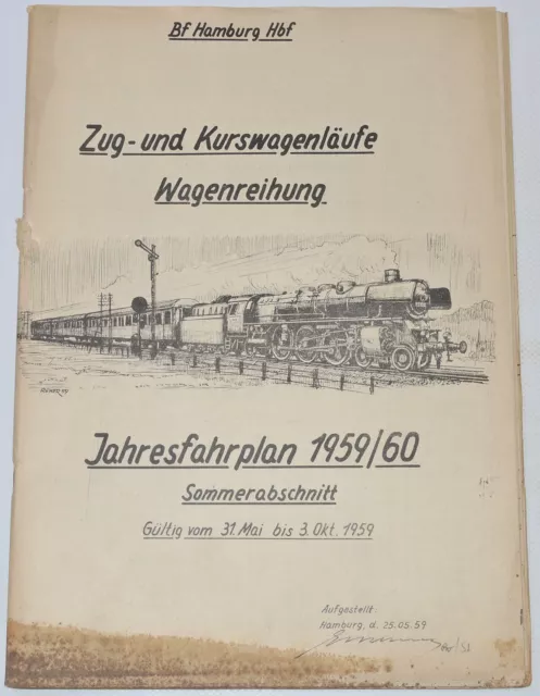 Zug- und Kurswagenläufe, Wagenreihung Hamburg Hbf Sommer 1959 |D23 2