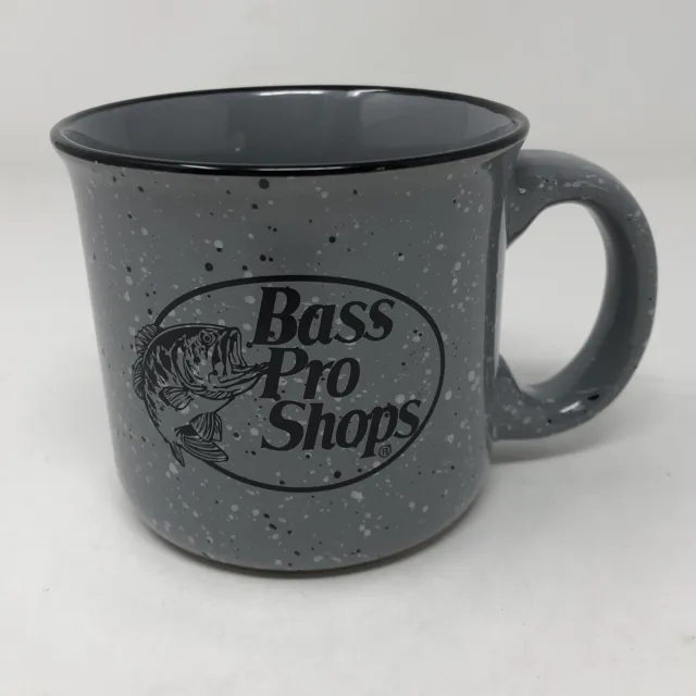 Bass Pro Shop Gray Speckled Black Coffee Cup Mug Springfield Missouri Travel +*