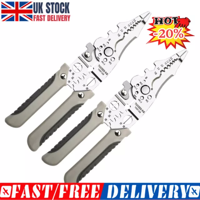 UK_Professional Electrician Crimpe Pliers Multipurpose Wire Stripping Tool New