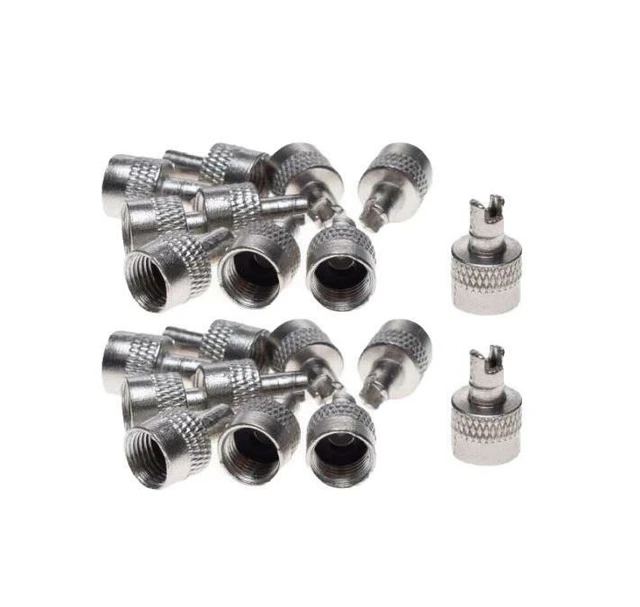 20X Vanne Capuchon Bouchon Anti-poussière Valve A Ventilation Nickelé avec Clé