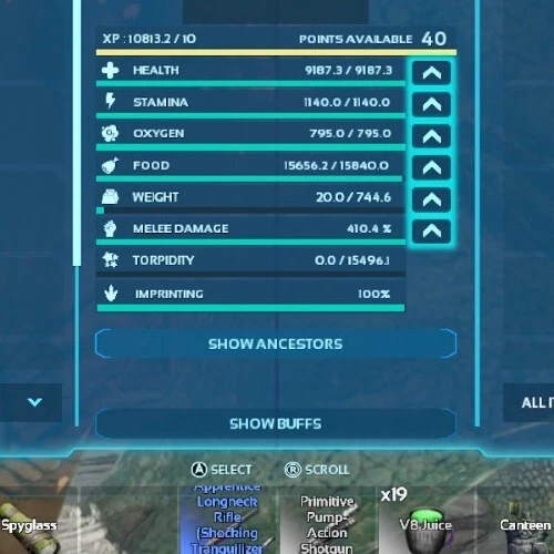 ARK Survival Ascended PvE PC/XBOX/PS Top Stats Beelzebufo 1035m