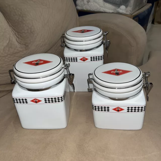 Three Piece Coca Cola Canister Set From Gibson
