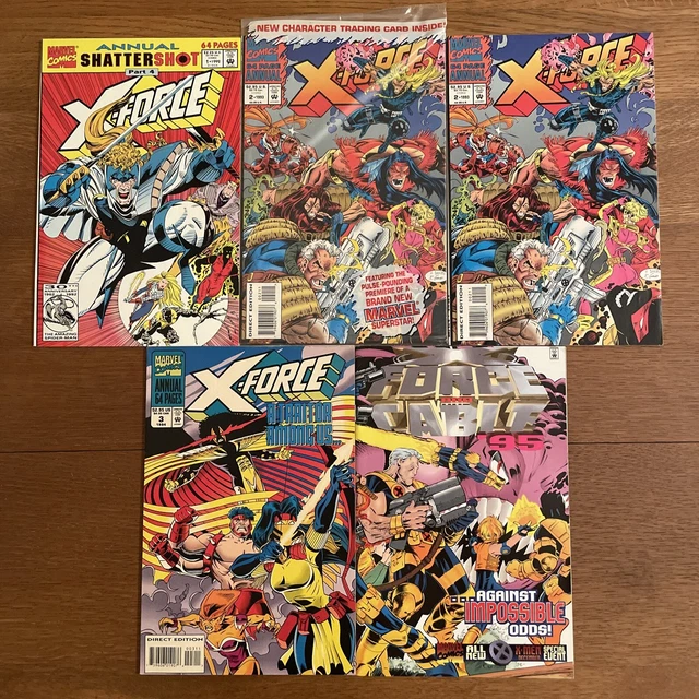 X-Force (Marvel 1991) 5 Annual Lot: #1 2 (Bagged) 2 3 & X-Force & Cable ‘95 - VF
