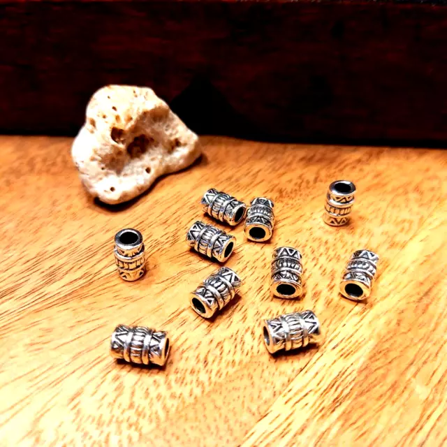10 Spacer Perlen Zwischen Perlen Schmuck DIY Basteln silberfarben Röhre (3)