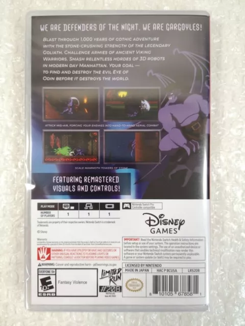 Gargoyles Remastered Disney Switch Usa New (Game In English) (Limited Run Gamesb 2