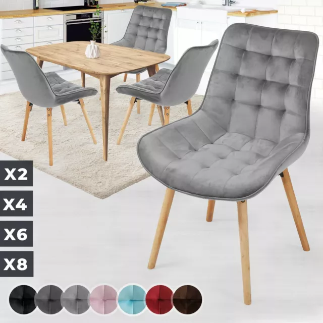 MIADOMODO® Chaises Salle à Manger Cuisine Velours Bois Hêtre, Style Rétro