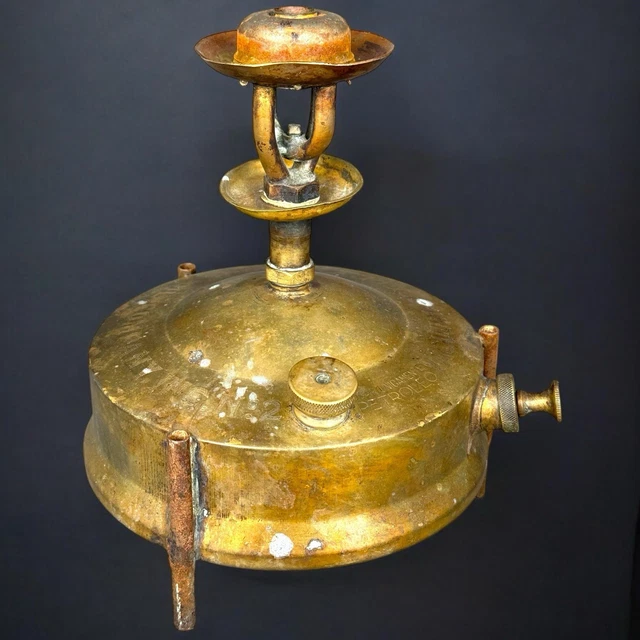 Réchaud De Camping Ancien Radius N°100 – Laiton – Pression Au Kérosène – Suède Vintage