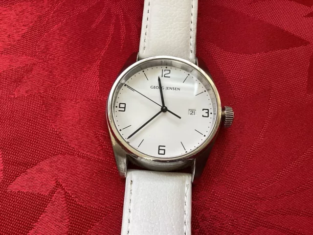 GEORG JENSEN DELTA Classic Quartz Gentleman s Watch S42 ST02 in Box 199.00 PicClick UK