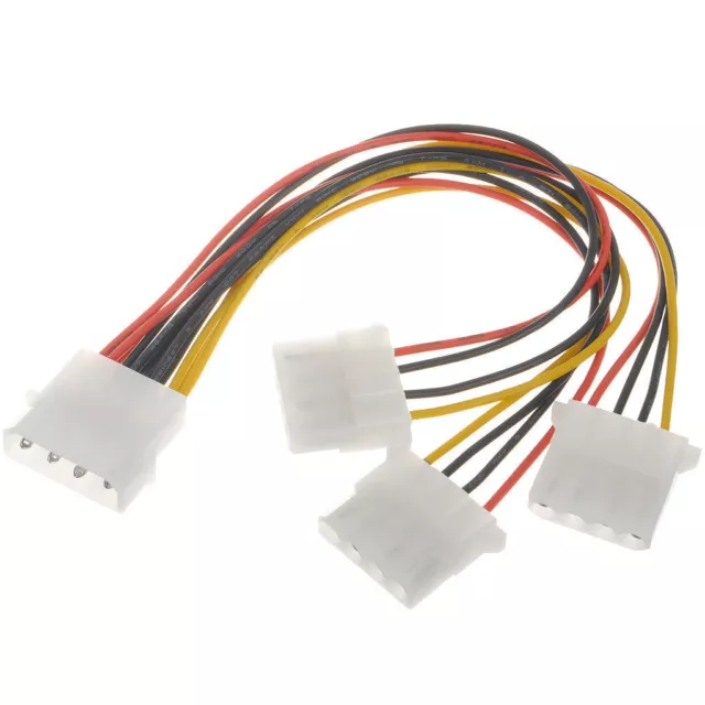 3 Way 4 pin PSU Power Splitter Cable LP4 Molex 1 to 3