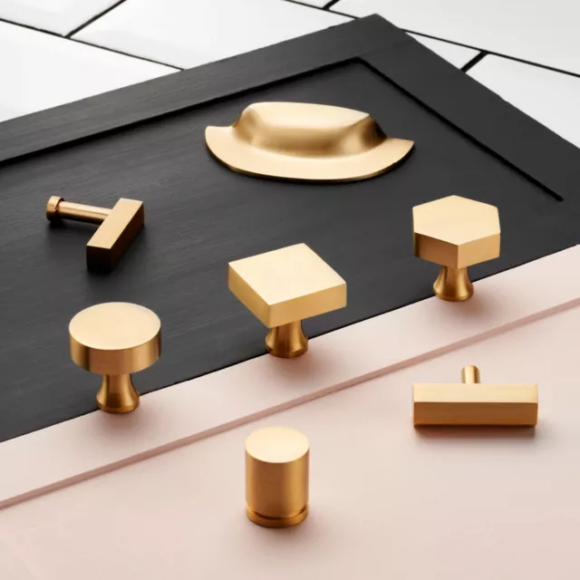 Contemporary Modern Brass Gold Cupboard Drawer Cabinet Door Knobs Handles Pulls