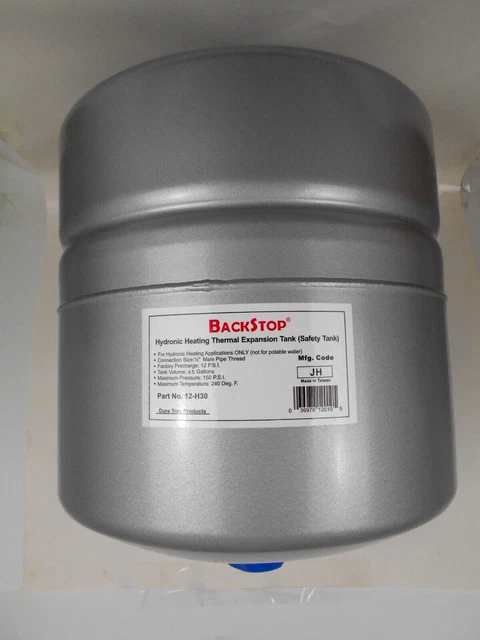 Boiler Thermal Expansion Tank, 4.8 Gallon Volume, HYDRONIC EXPANSION TANK 1/2 in