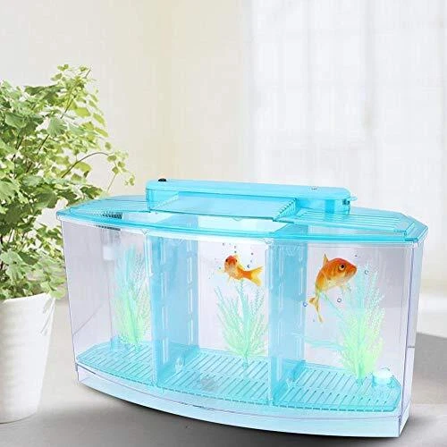 Plyisty Three Areas Acrylic Small Aquarium Mini Fish Tank for Betta for Small...