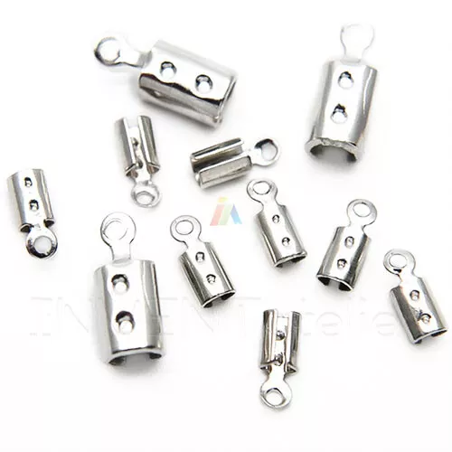 24x Silver Plated Cord END CRIMP 2-5mm Caps Cover Bails Jewellery Findings  315