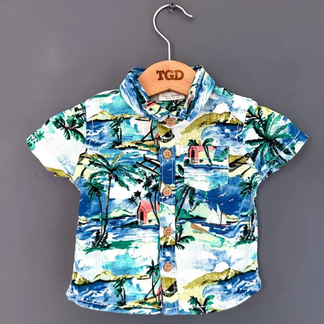 Baby Boys Next Hawaiian Short Sleeved 100% Cotton Shirt Top Age 0-3 months