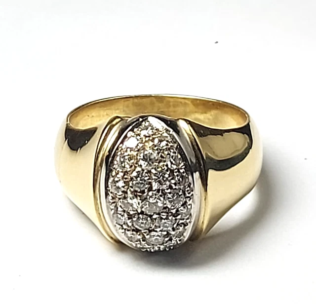 Bague Vintage Or 18K Diamant Naturel 0,17 Carats - Taille ITA 13,5/US 6,75 - Années 70