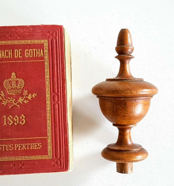 French antique carved wood post finial topper 5 in . Architectural salvage .