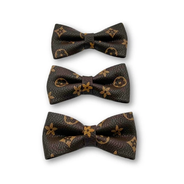 Dog Slip On Bow Tie Accessory Brown Cat Luxury Inspired Fashion Waterproof UK