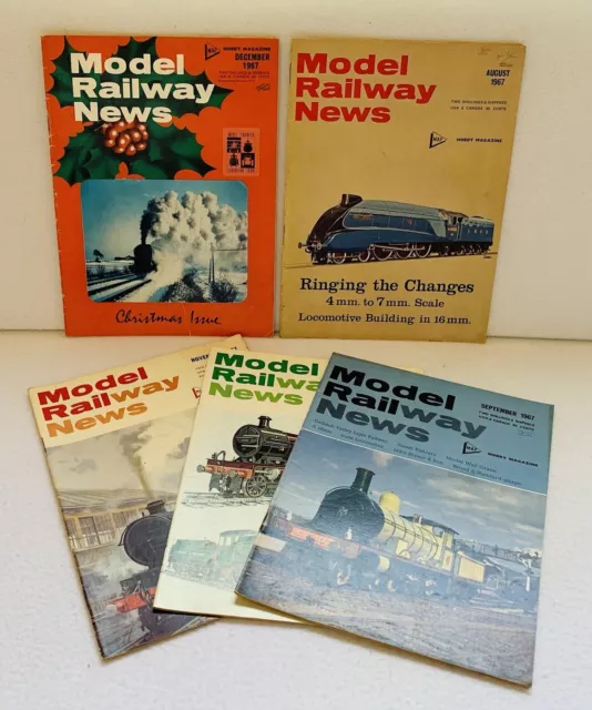 5x Vintage Model Railway News/Hornby Magazines From 1967 (August - December), GC