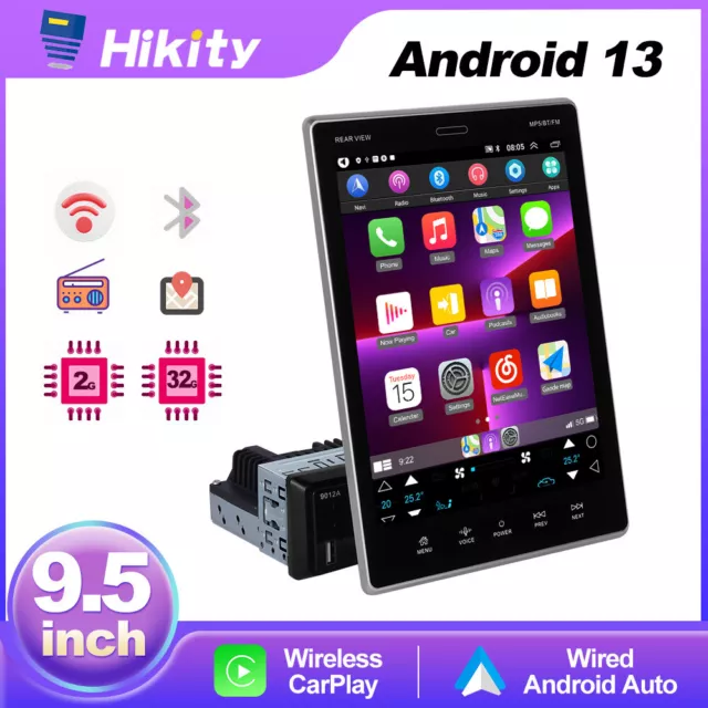 9.5" Car Radio Apple Carplay & Android Auto Car Stereo Touch Screen Single 1 Din