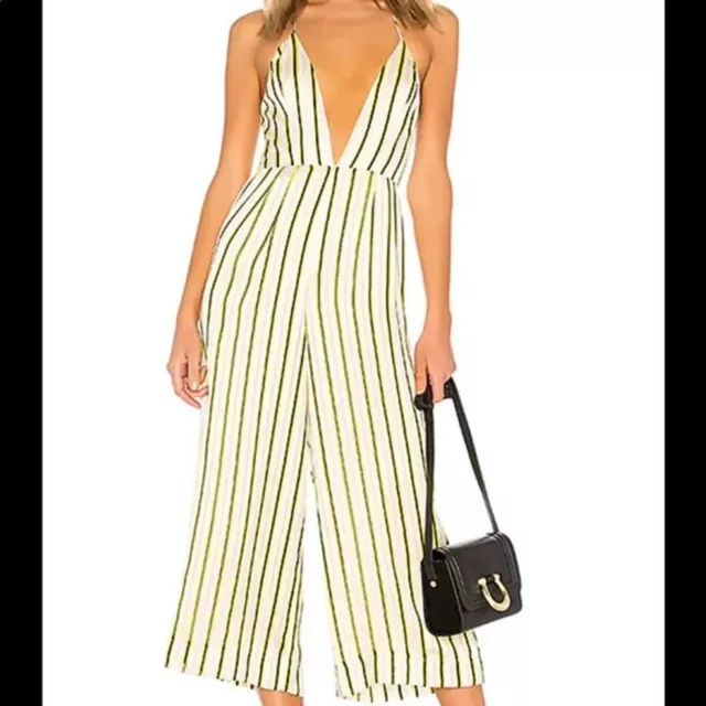 House of Harlow x Revolve Monet Jumpsuit Yellow Pop Stripe Size Large NWT