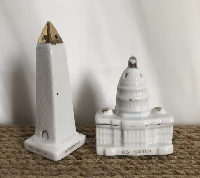Vintage Ceramic Washington DC Salt & Pepper Shakers Capitol Washington Monument