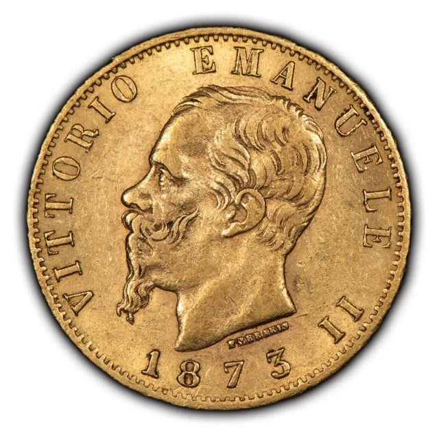 1873M BN Italy 20 Lire Gold Coin - 0.1867 AGW - SKU-G2378