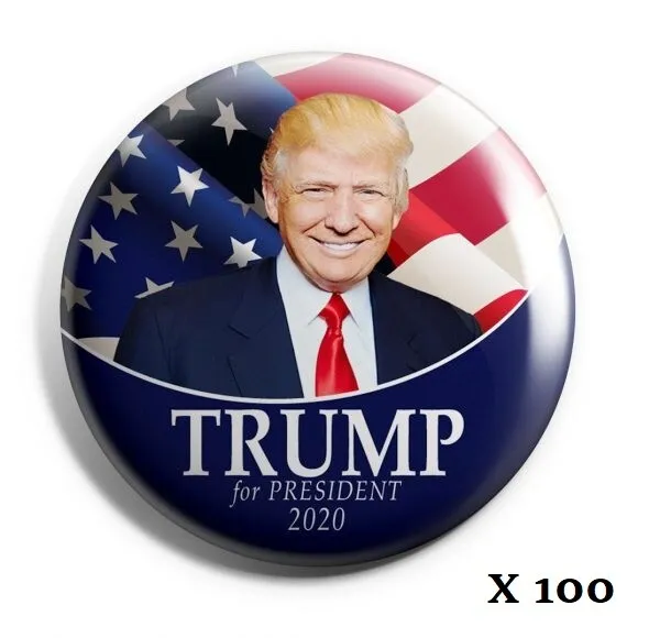 Trump 2020 Campaign Buttons: "Trump for President 2020" - Wholesale Lot of 100