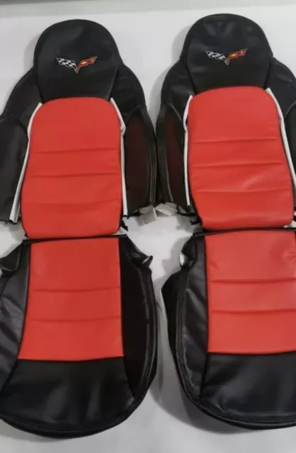 Corvette C6 2005-2011 Synthetic Leather  Sports Seat Covers In Red & Black 2