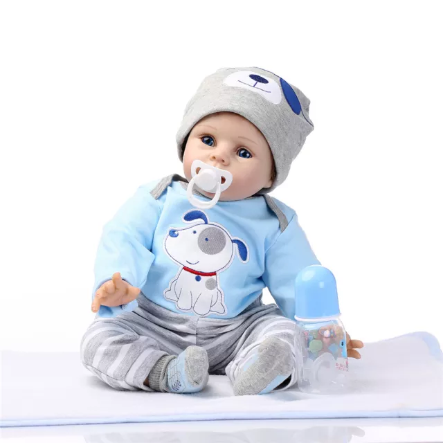 Reborn Doll 22 Zoll Junge Soft Body Kleinkind Puppe ,Vinylkopf und Gliedmaßen, 3