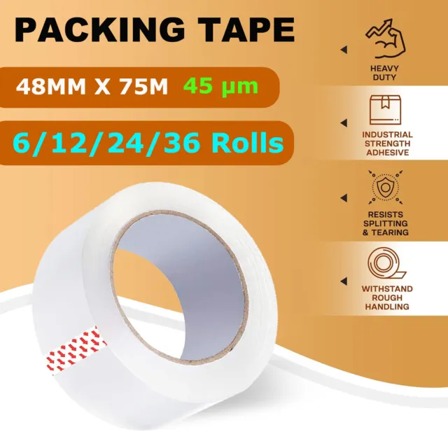 Heavy Duty Packing Tape Packaging Clear Sticky Sealing Tape 48mm 75M Transparent