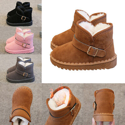 Girls Kids Boys Ankle Boots Children Snow Boots Fur Lined Warm Winter Shoes Size