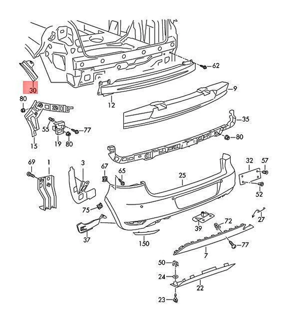 Genuine VW Golf R32 GTI Rabbit Variant 4Motion 5K1 Trim Left Rear 5K0807833