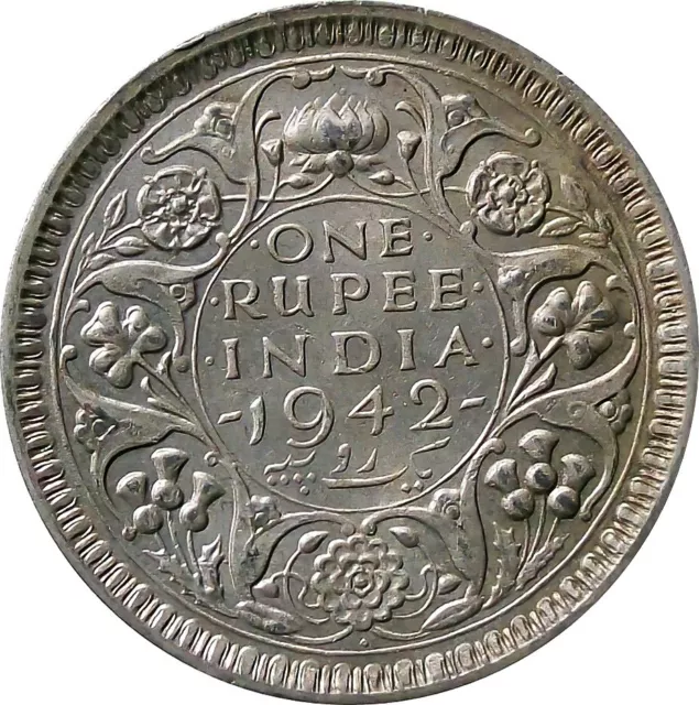 India 1-Rupee Silver Coin 1942, George VI【KM# 557.1】XF
