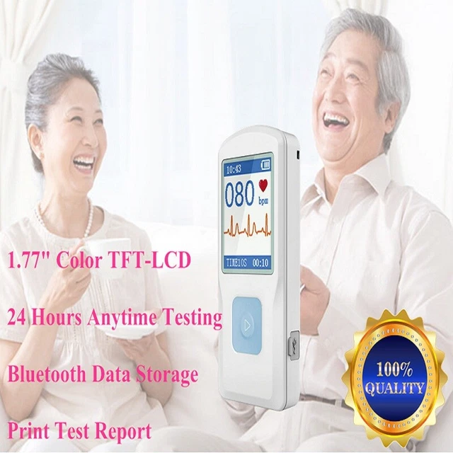 CONTEC PORTABLE LCD ECG EKG Monitor Bluetooth Heart Beat Monitor USB ...