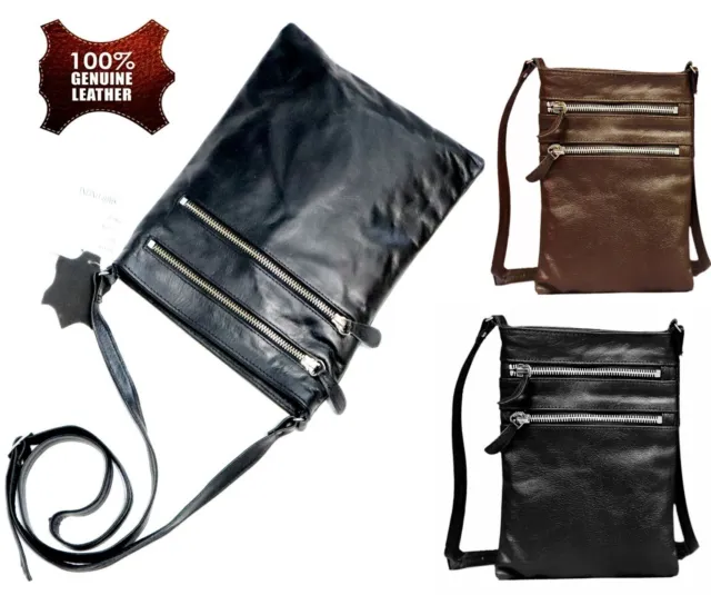 New Slim Men's Shoulder Messenger 100% Real Leather Bag Crossbody wallet Handbag