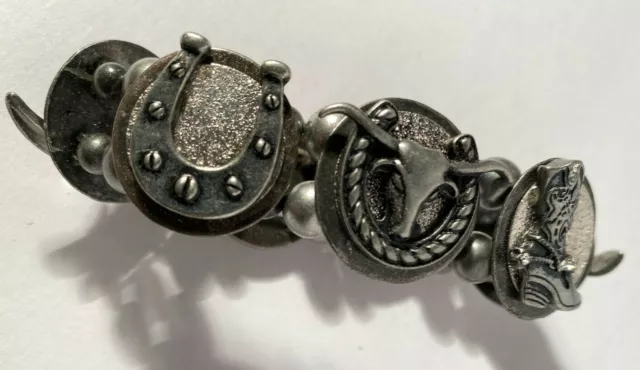 Western Cowgirl Horse Boots Hat Longhorn Horseshoe Rhinestone Stretch Bracelet