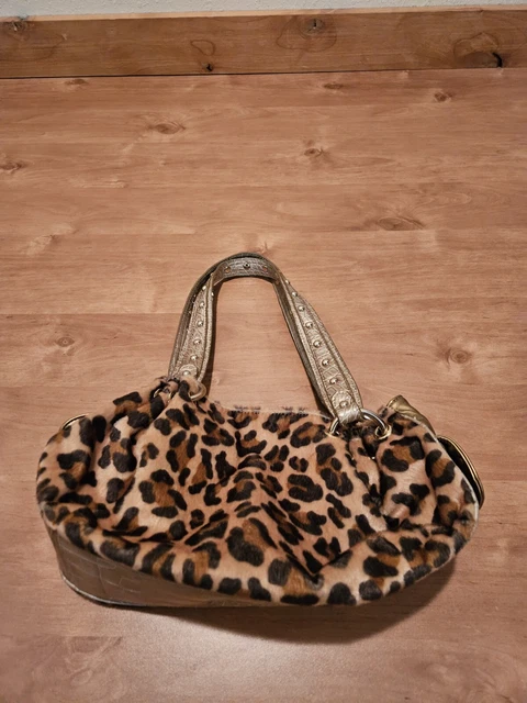 Kathy Van Zeeland Purse Handbag Leopard Print Shoulder Rhinestone Faux Leather