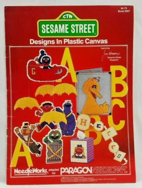 Libro de patrones Paragon Sesame Street Designs 1982 lona de plástico de colección 6173