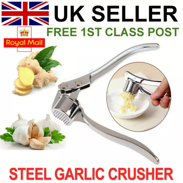 Heavy Duty Stainless Steel Garlic Squeezer Press Crusher Removable Kitchen Tool