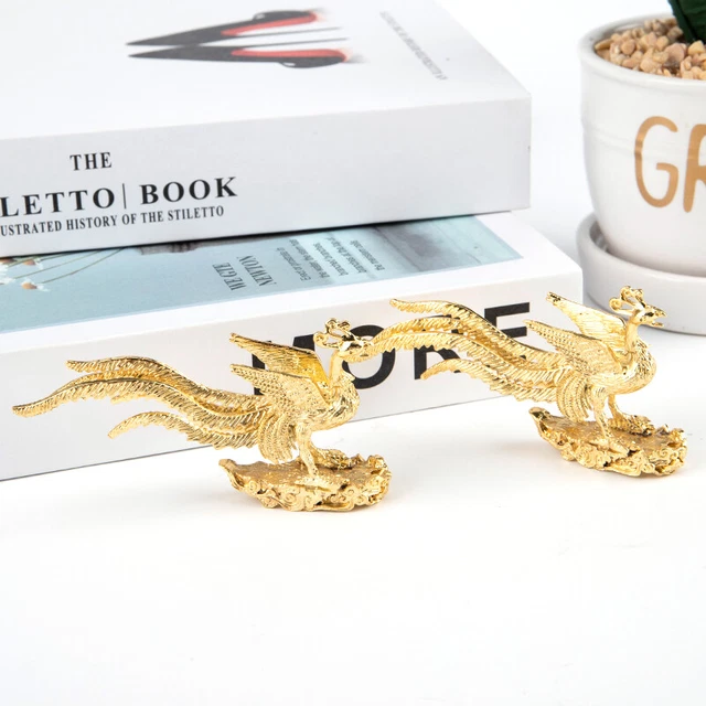 Gold Phoenix Statue Incense Stick Holder Home Decor Mini Portable Incense Burn~F