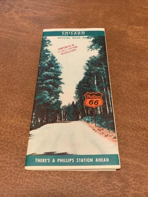 Vintage Chicago Illinois Road Map Phillips 66