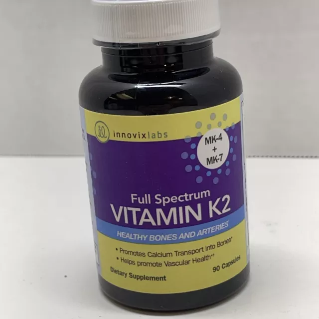 InnovixLabs Full Spectrum Vitamin K2   (MK-4 + MK-7) 90 Caps  Exp 02/2024