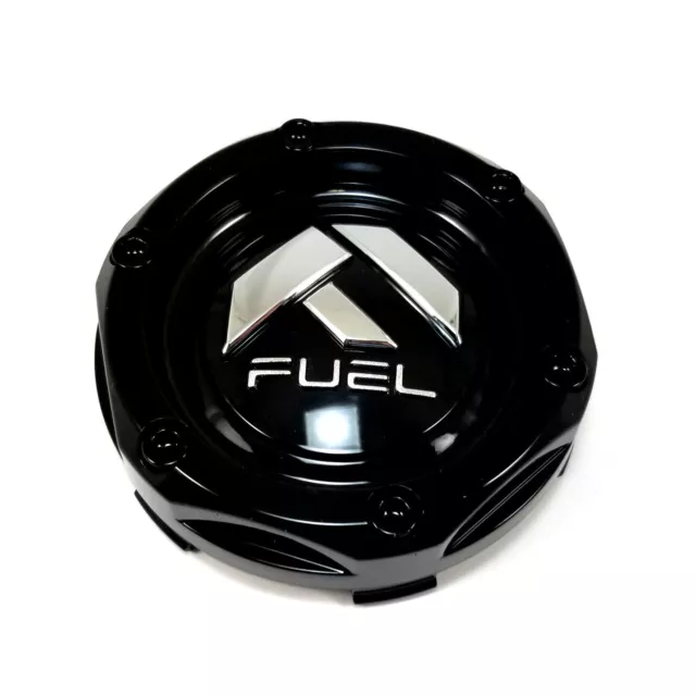 Fuel Gloss Black Wheel Center Hub Cap 4-1/8"OD 7/8"H Snap-In Closed-End 1003-46B