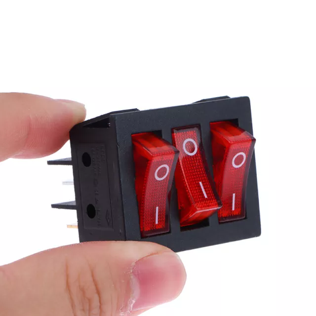 1Pc Rocker Switch KCD3 Red Ligh 3 Way Black Switch 9 Pin 2 Position ON-OFF/ON-ON