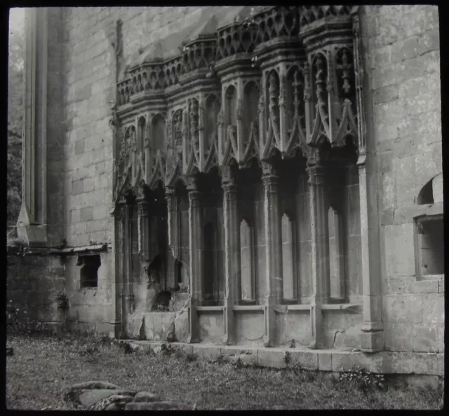 Glass Magic Lantern Slide FURNESS ABBEY SEDILLA C1900 PHOTO CUMBRIA