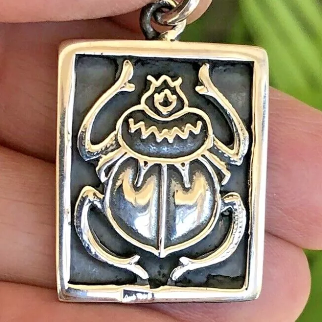 Gorgeous Hand Made EGYPTIAN STERLING SILVER Heavy Scarab  PENDANT